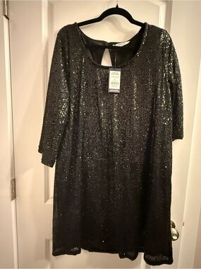 Smash + Tess Black Sequin Shift Mini Dress